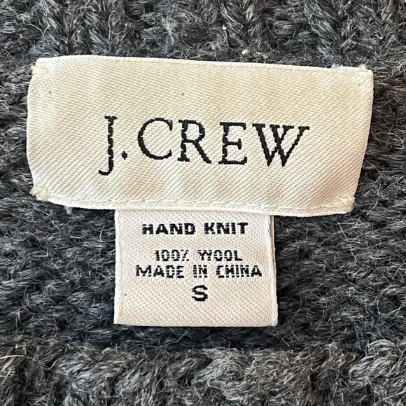 Vintage J Crew Hand Knit Wool Sweater Women Small Winter Chunky Blue Grey Preppy - Picture 4 of 7
